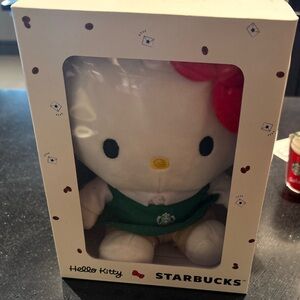 Starbucks Hello Kitty Plush with Red Bow and Green Apron